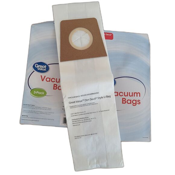 Great Value Dirt Devil "Style U" Vacuum Bags - Two 3-Pack Boxes - Part #1615809 - Picture 3 of 3